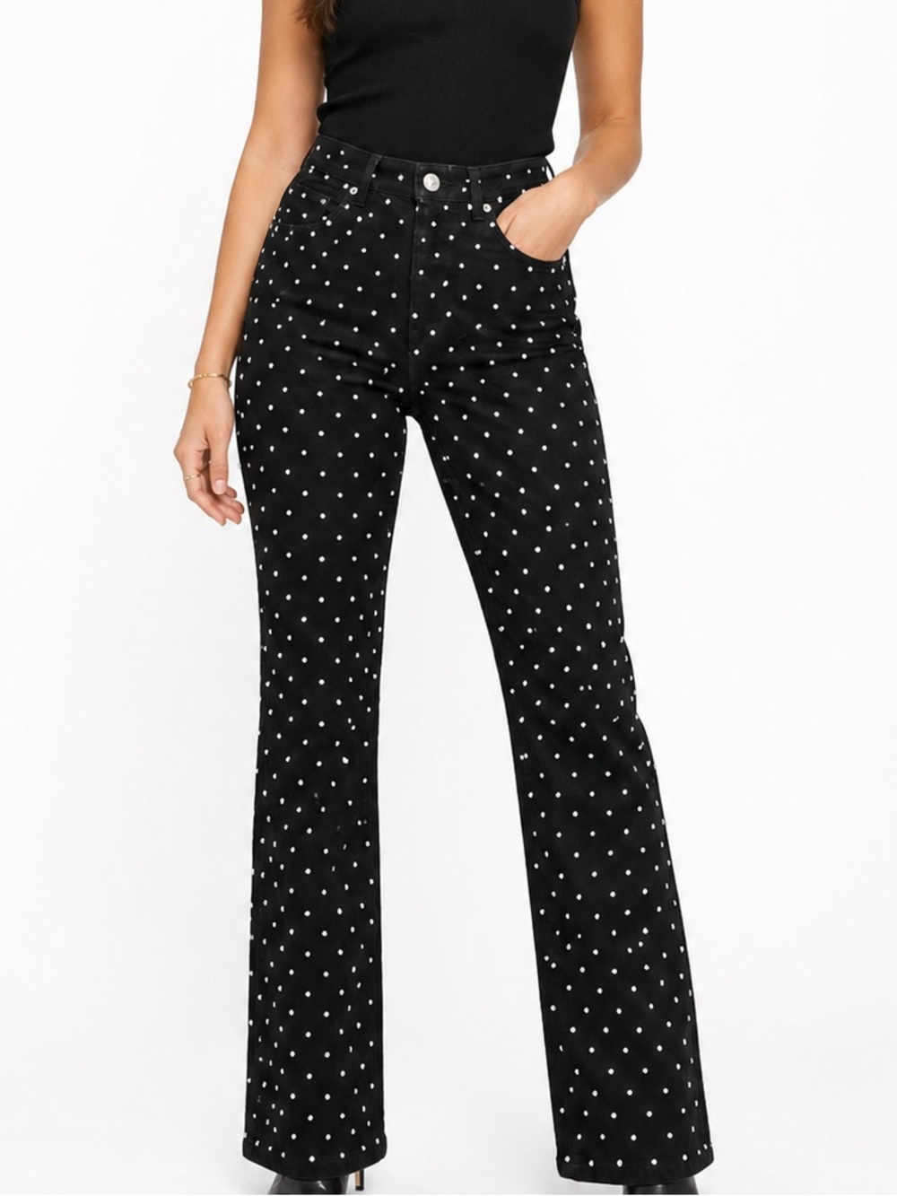 Gianni Bini Rhinestone High Waist Straight Leg Jeans